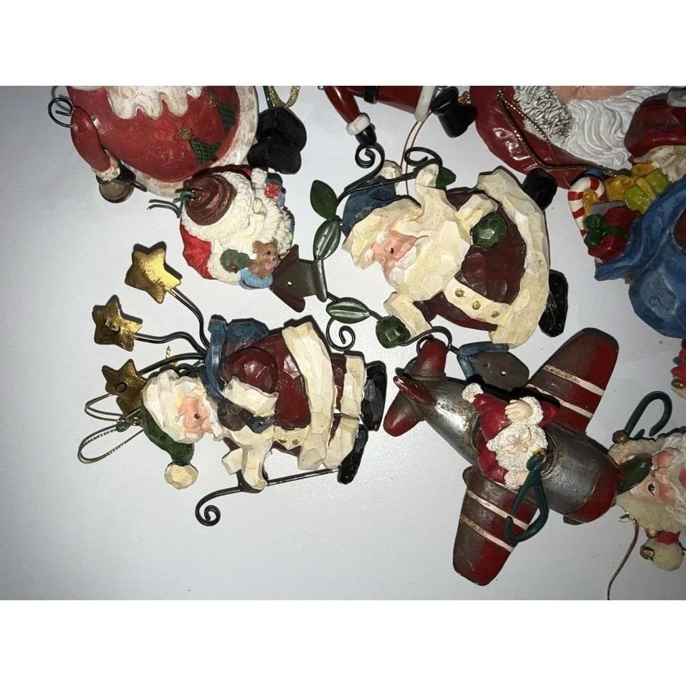 Lot of 13 Christmas Tree Ornaments Small & Large Santa Claus VTG B